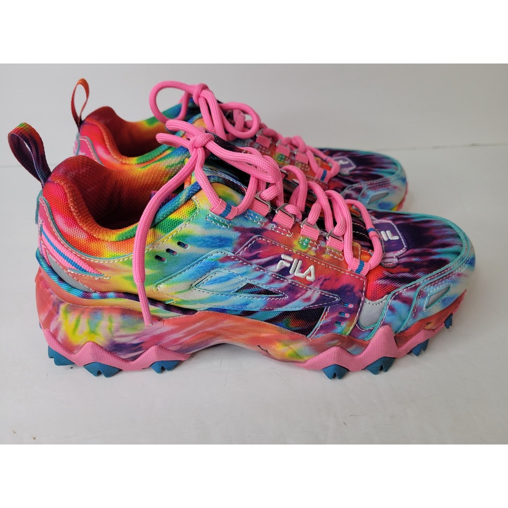 Fila Ray Tracer Tie Dye Rainbow Sneakers Womens 8 Pink Laces 5JM01565-781